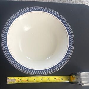 Milasa Potters Touch Aztec white and Blue Ceramic Dinner Bowl